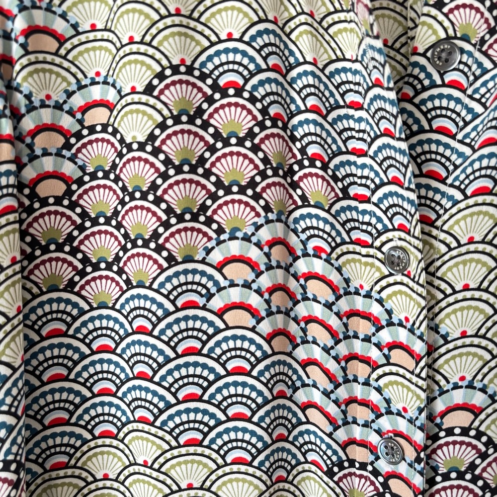 Equipment | Women's 100% Silk Brett Maxi Dress White Multi Fluttering Fan Print - Picture 3 of 13